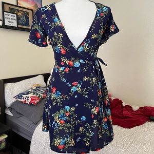 Floral Print Wrap Dress
